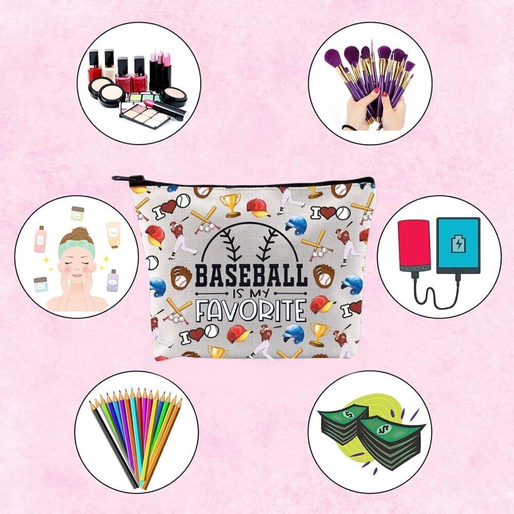 Baseball Gift Baseball Lover Gift Baseball Is My Therapy Makeup Bag Baseball Pla - Picture 4 of 7